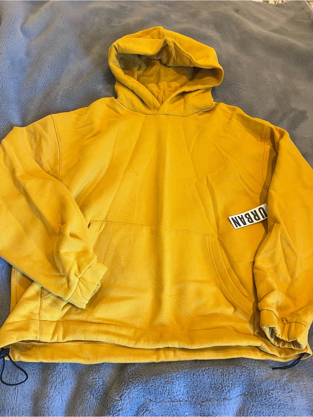 Standard Cloth Men’s Yellow Pullover Hoodie Heavy Fleece Cotton Relaxed Fit L